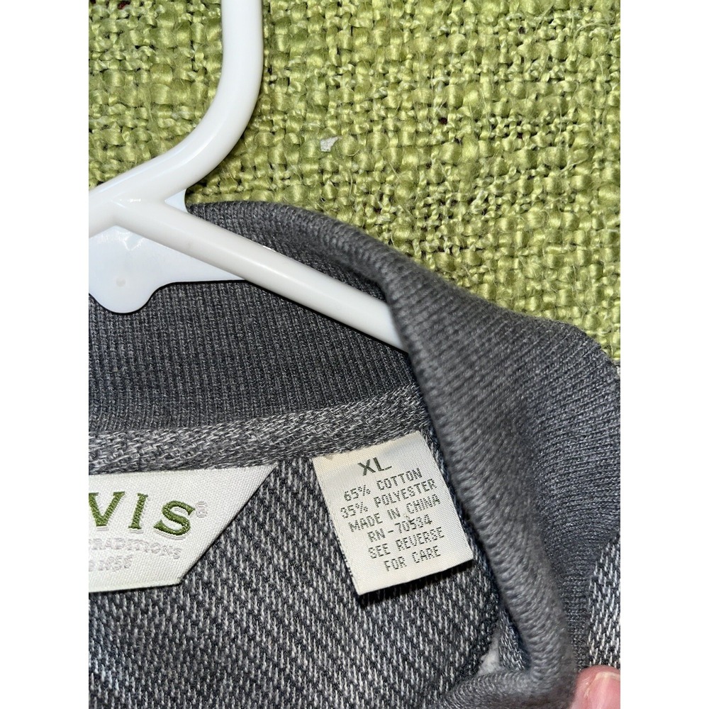 Orvis Sweater Gray Henley Knit Elbow Patches Casual Men Xl Knit Banded Waist - Picture 3 of 5